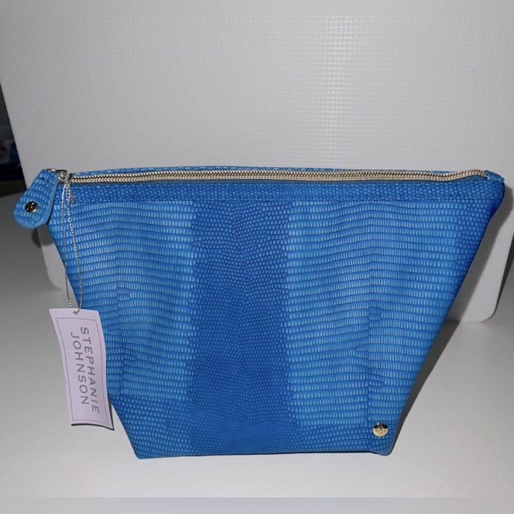 STEPHANIE JOHNSON Galapagos Denim Large Trapezoid Cosmetic Bag